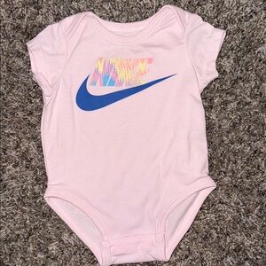Nike Pink and Blue Bodysuit with Iconic Swoosh